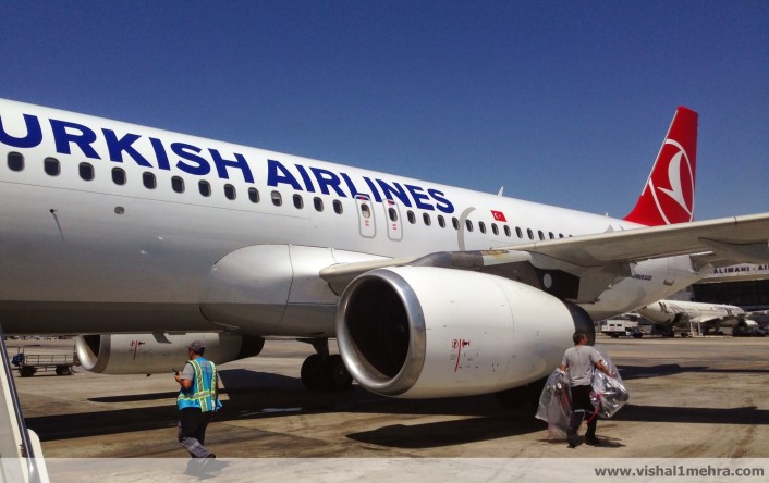 Turkish Airlines A320-200, parked remotely at IST