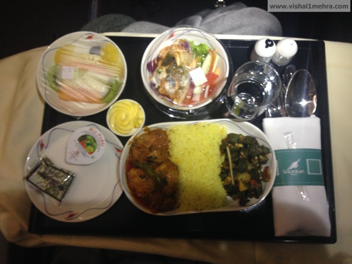 SriLankan A320 Business Class - Dinner
